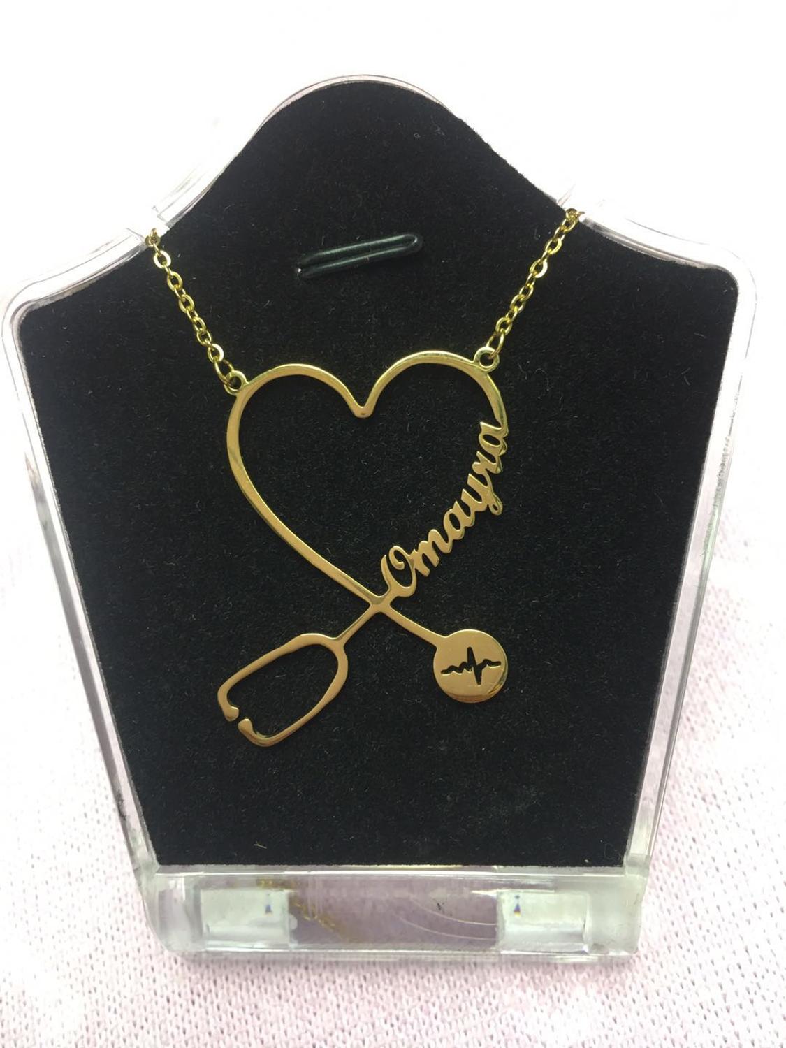 Customize This Heart Stethoscope Name Necklace