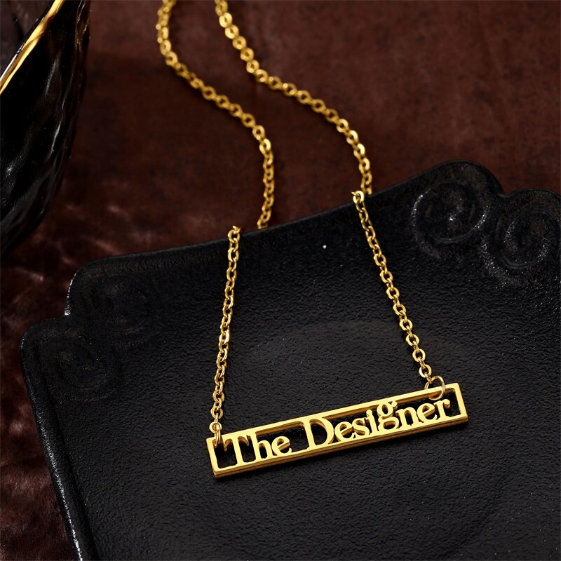 Customize This Rectangular Outline W/ Your Name Necklaces