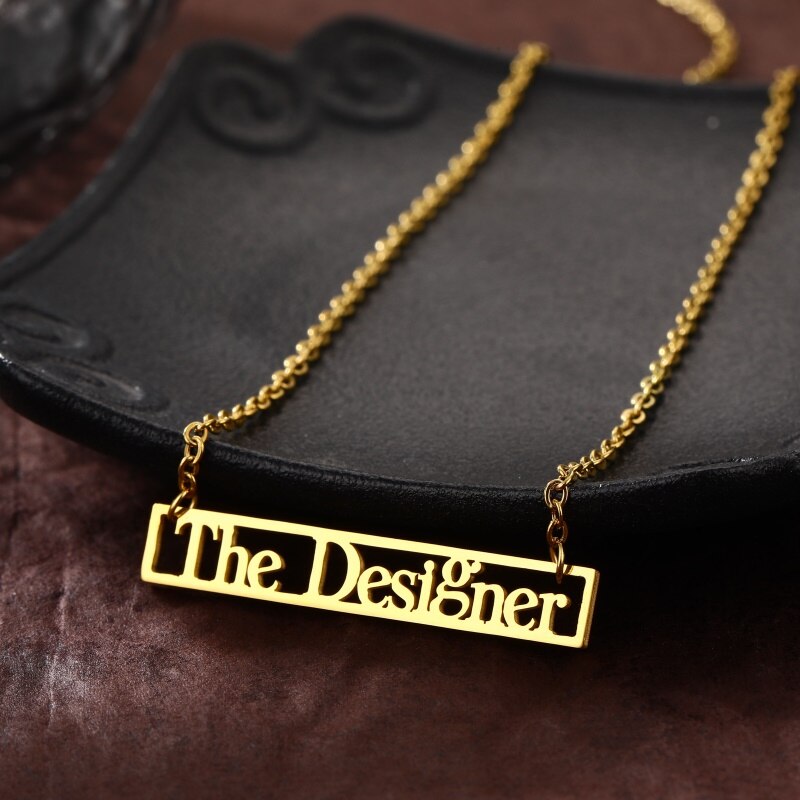 Customize This Rectangular Outline W/ Your Name Necklaces