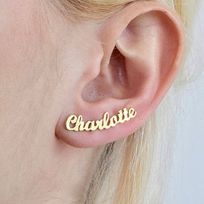 Customize This Name Curved Scalloped Earrings For Women