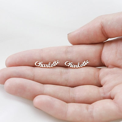 Customize This Name Curved Scalloped Earrings For Women