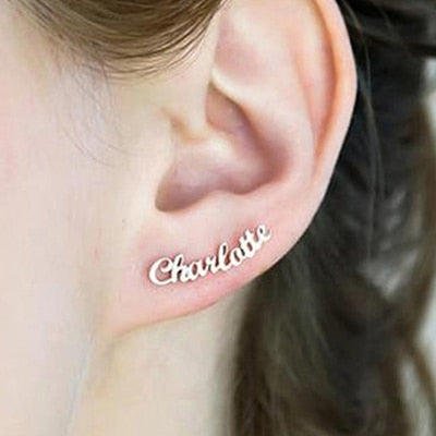 Customize This Name Curved Scalloped Earrings For Women