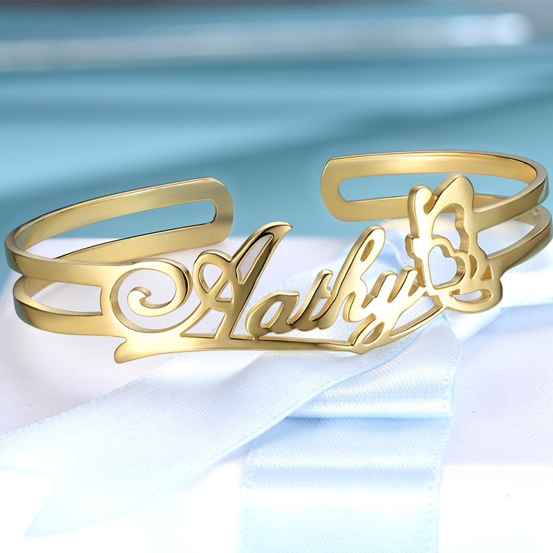Customize This logo Name Bangle & Bracelet For Women Men, ID Bar Bracelet Friendship