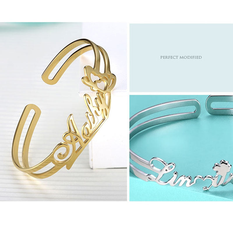 Customize This logo Name Bangle & Bracelet For Women Men, ID Bar Bracelet Friendship