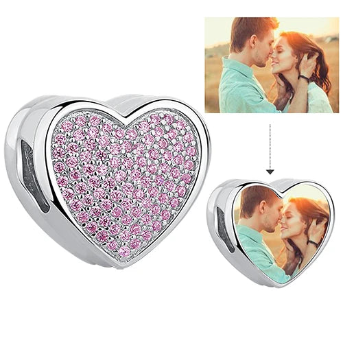 Authentic 925 Sterling Silver Bead Charm Fit Original Bracelet Bangle Custom Photo Heart Beads