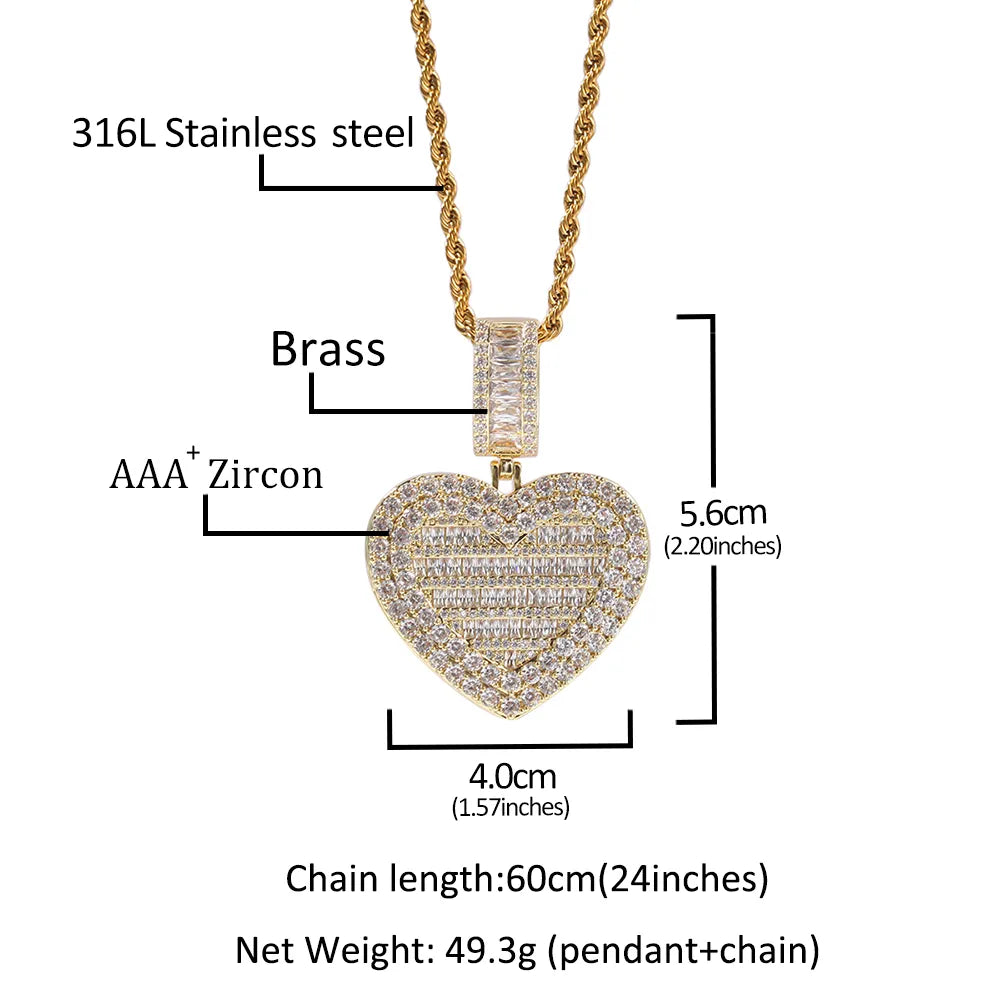 Iced Out Heart Shape Photo Locket