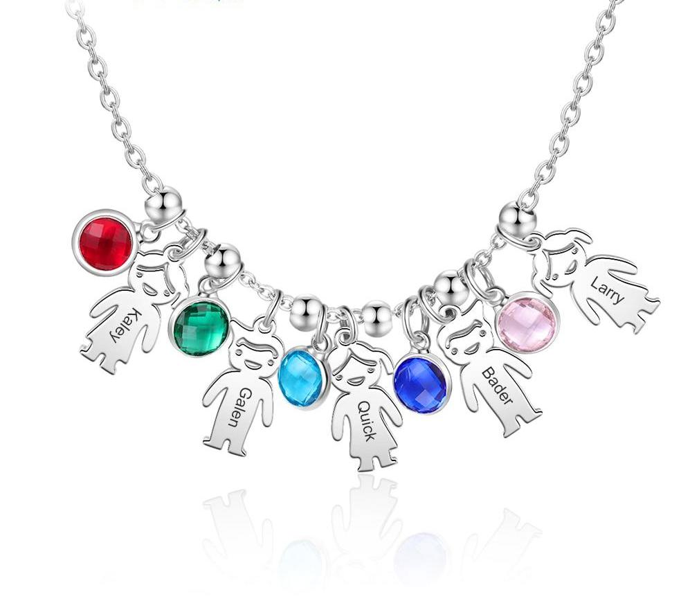 Customize This Boy Girl Pendant Necklace with Birthstone