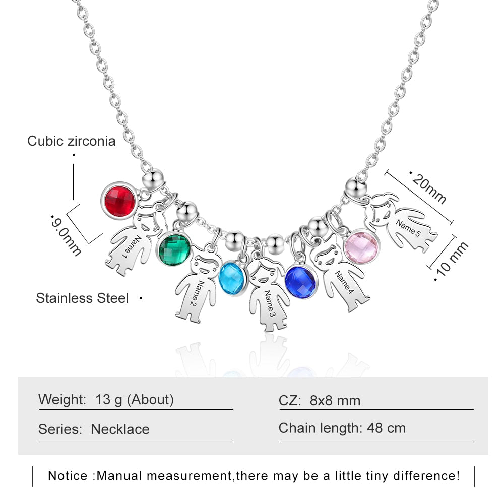 Customize This Boy Girl Pendant Necklace with Birthstone