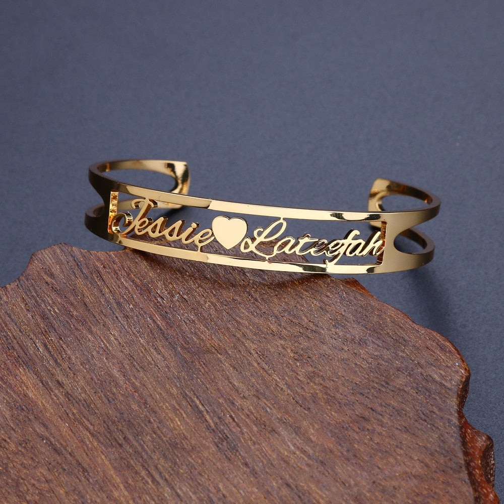 Customize This Lovers 2 Names Love Bangle, Women Men