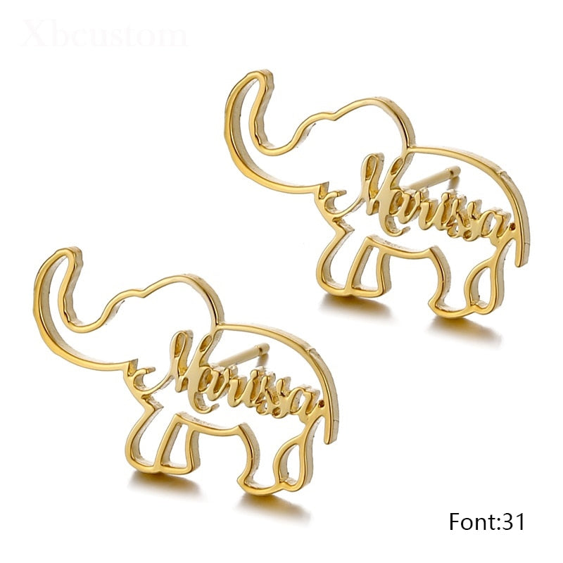 Customize This Personalized Elephant Earrings