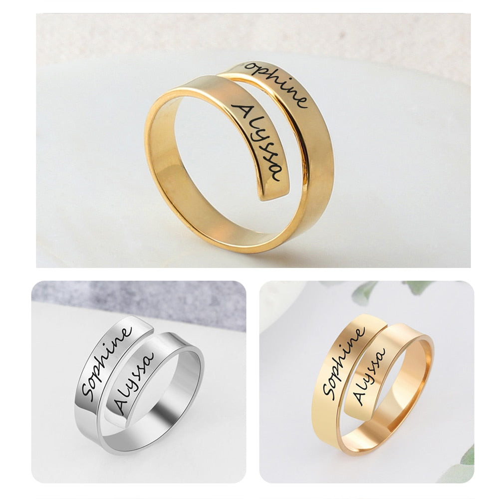 Customize This Engraved Name Adjustable Rings