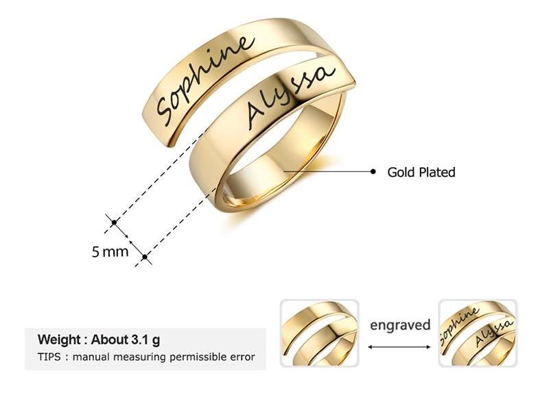 Customize This Engraved Name Adjustable Rings
