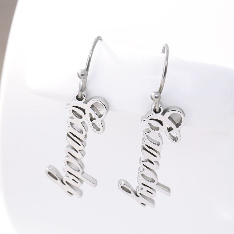 Customize This Vertical Name Dangle Earrings
