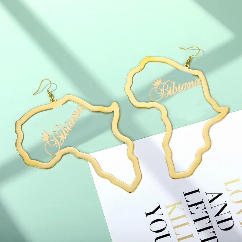 Customize This Motherland Map With Your Name Earrings