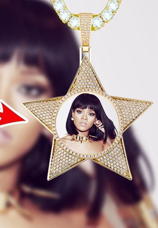 Customize This Photo Icy Pentagram Pendant Necklace