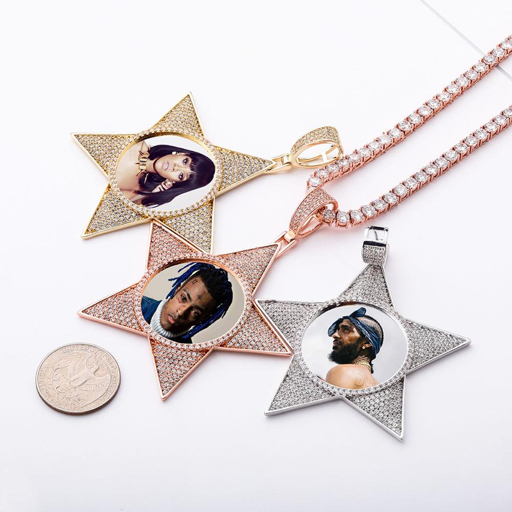 Customize This Photo Icy Pentagram Pendant Necklace