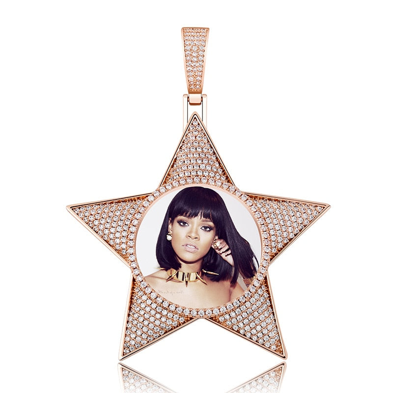 Customize This Photo Icy Pentagram Pendant Necklace