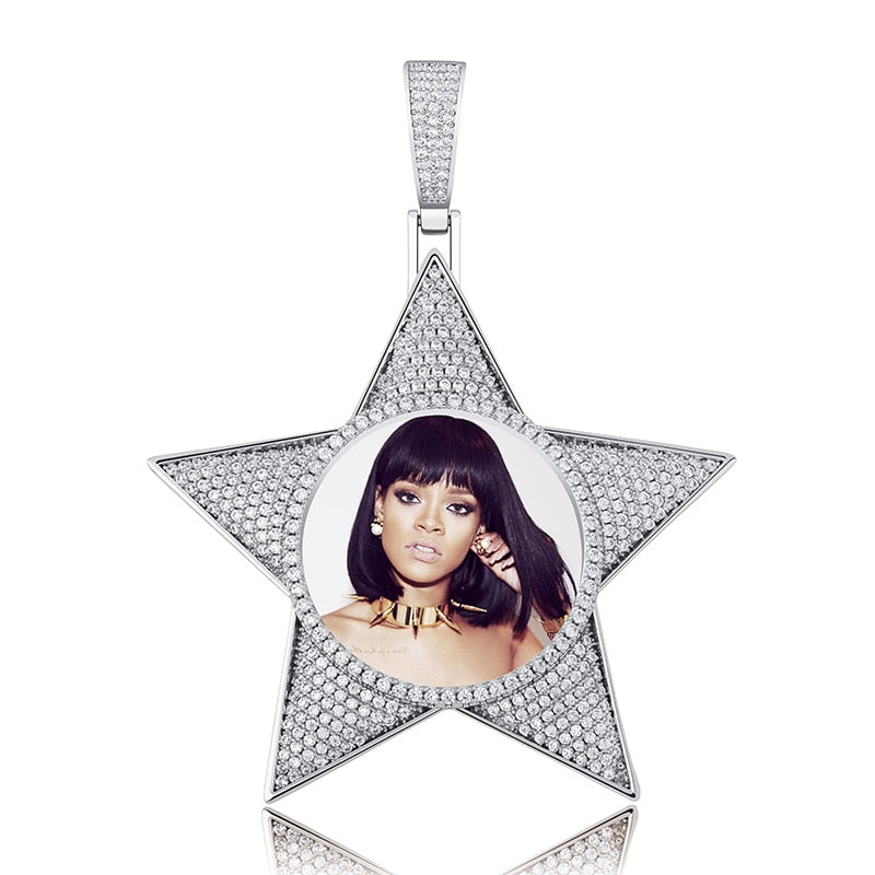 Customize This Photo Icy Pentagram Pendant Necklace