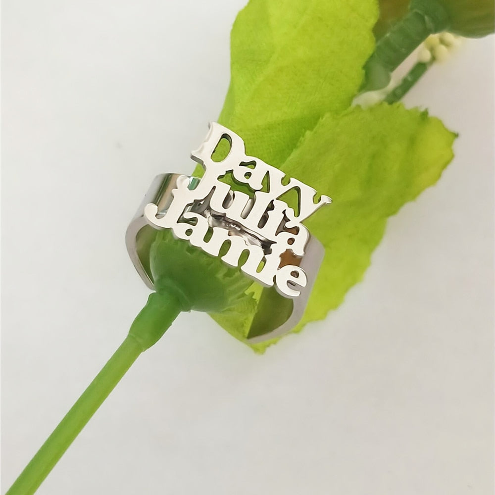 Customize This Wide Multiple Names Rings  Women Men Adjustable