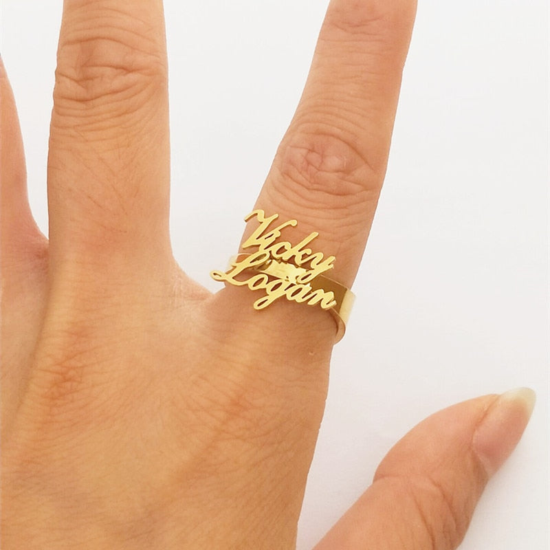 Customize This Wide Multiple Names Rings  Women Men Adjustable