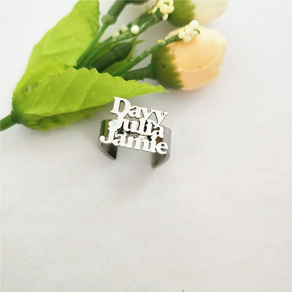 Customize This Wide Multiple Names Rings  Women Men Adjustable