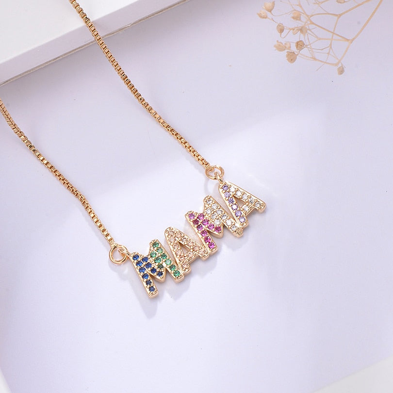 Customize Elegant Mother's Day Gift MaMa Letter Name Pendant Necklaces