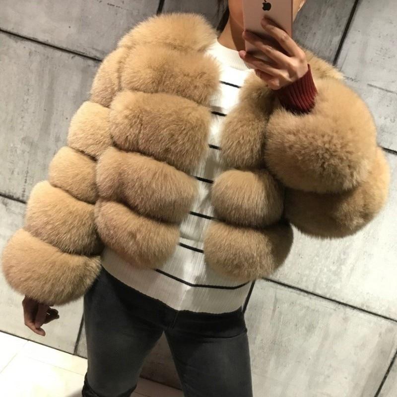 Colorful Natural Genuine Fur Jackets Coats 5 Row Short Outerwear