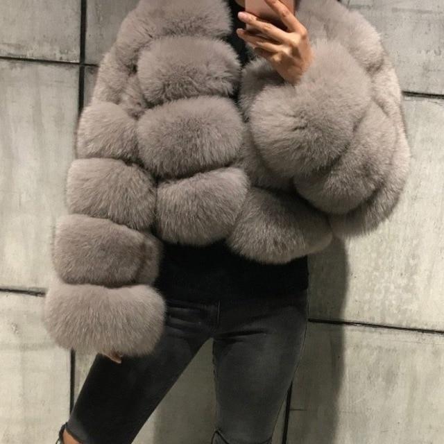 Colorful Natural Genuine Fur Jackets Coats 5 Row Short Outerwear