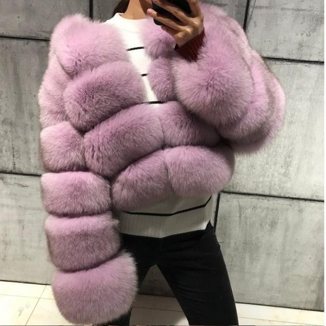 Colorful Natural Genuine Fur Jackets Coats 5 Row Short Outerwear