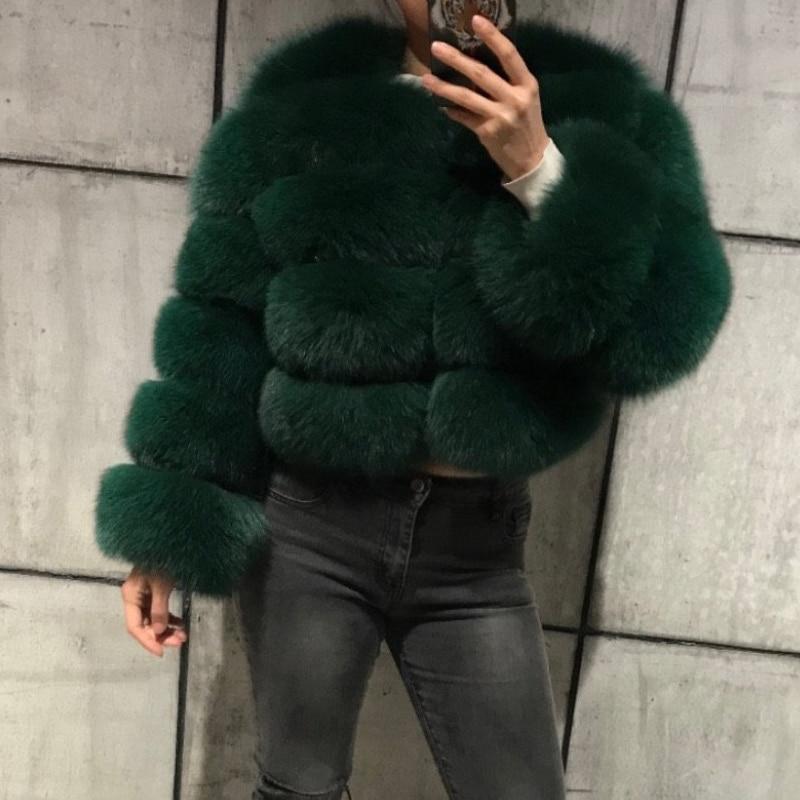 Colorful Natural Genuine Fur Jackets Coats 5 Row Short Outerwear