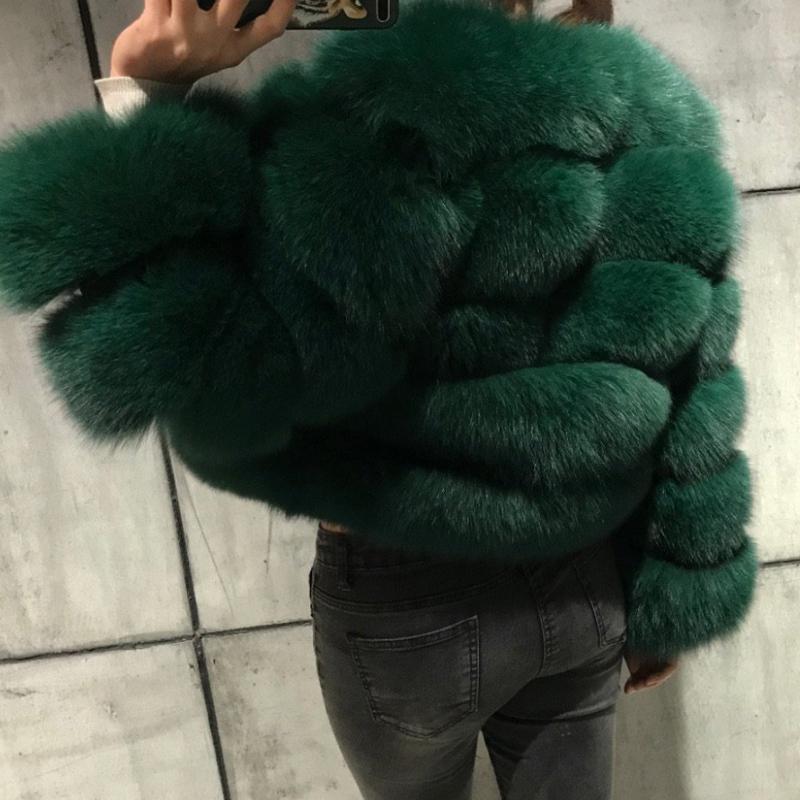 Colorful Natural Genuine Fur Jackets Coats 5 Row Short Outerwear