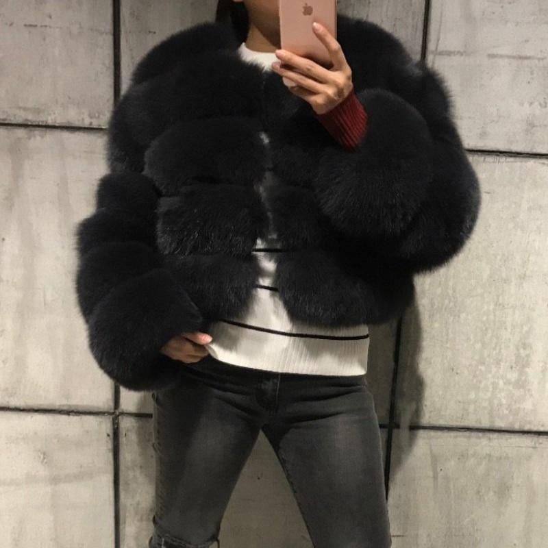 Colorful Natural Genuine Fur Jackets Coats 5 Row Short Outerwear