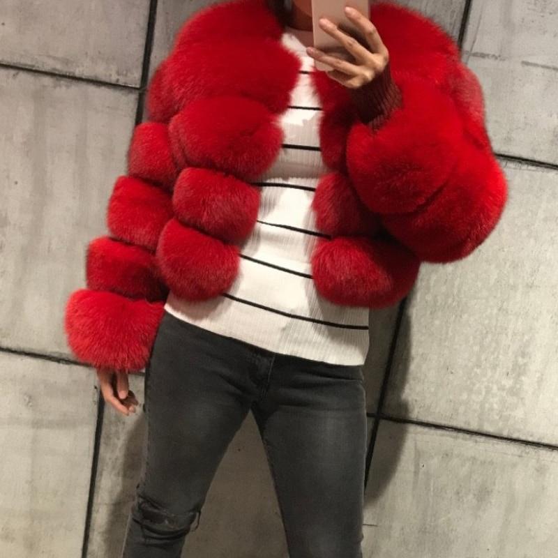 Colorful Natural Genuine Fur Jackets Coats 5 Row Short Outerwear