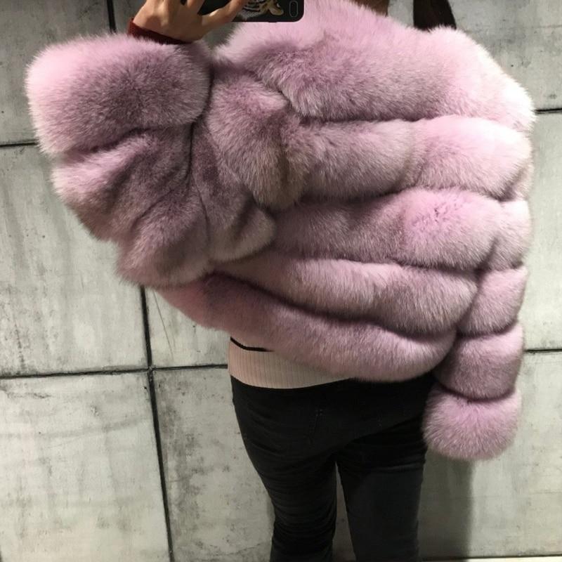 Colorful Natural Genuine Fur Jackets Coats 5 Row Short Outerwear