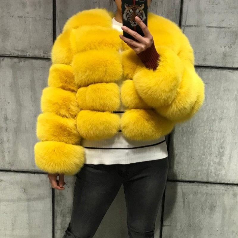 Colorful Natural Genuine Fur Jackets Coats 5 Row Short Outerwear