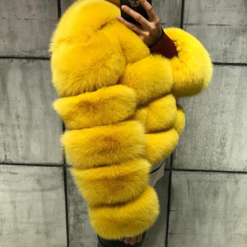 Colorful Natural Genuine Fur Jackets Coats 5 Row Short Outerwear