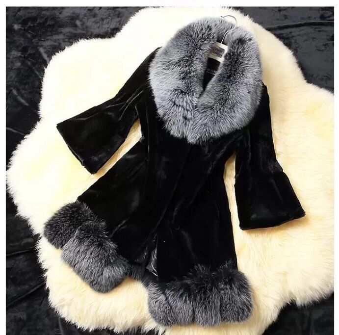 Fox Fur Rex Rabbit Fur Coat Medium Length Women's