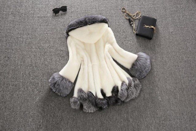 Fox Fur Rex Rabbit Fur Coat Medium Length Women's