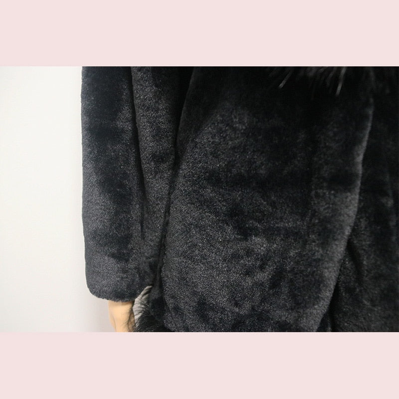 Fox Fur Rex Rabbit Fur Coat Medium Length Women's