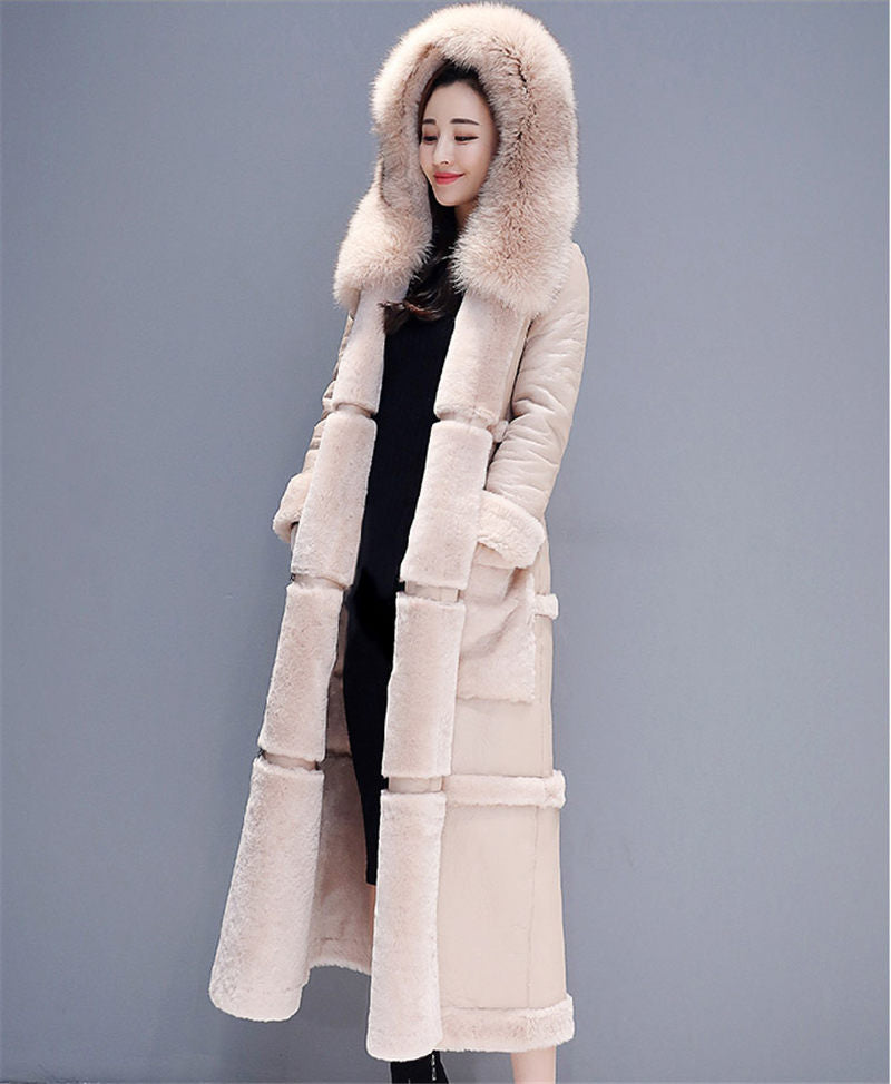 Cotton Candy Soft Parka Double-Faced Lamb Fur Coat Maxi Long Thick Winter Warm