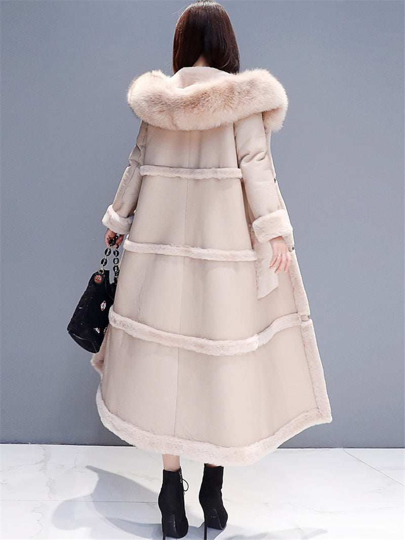 Cotton Candy Soft Parka Double-Faced Lamb Fur Coat Maxi Long Thick Winter Warm
