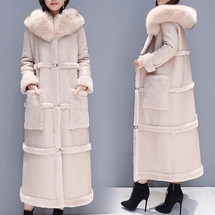 Cotton Candy Soft Parka Double-Faced Lamb Fur Coat Maxi Long Thick Winter Warm