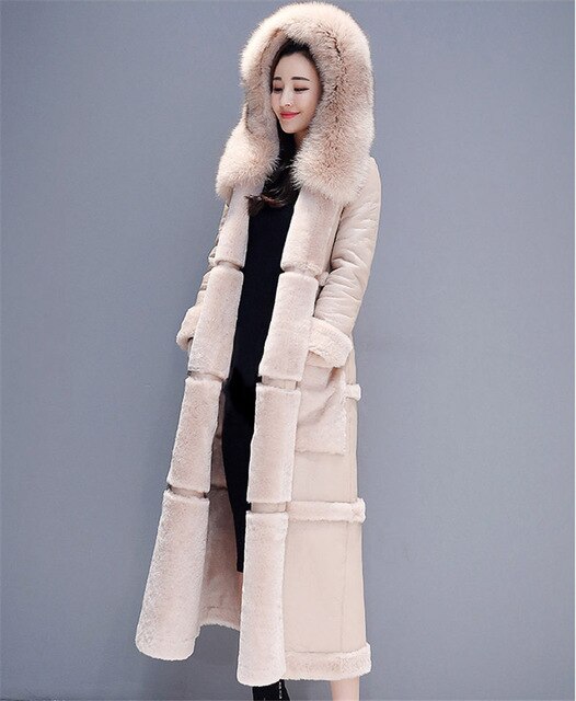 Cotton Candy Soft Parka Double-Faced Lamb Fur Coat Maxi Long Thick Winter Warm