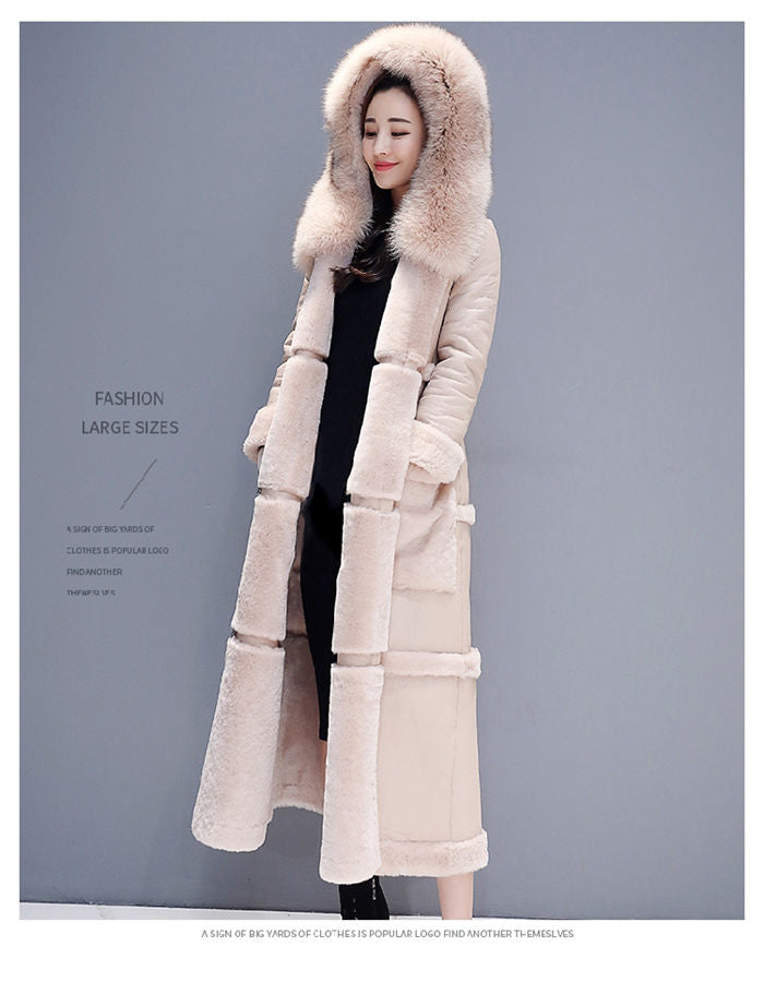Cotton Candy Soft Parka Double-Faced Lamb Fur Coat Maxi Long Thick Winter Warm