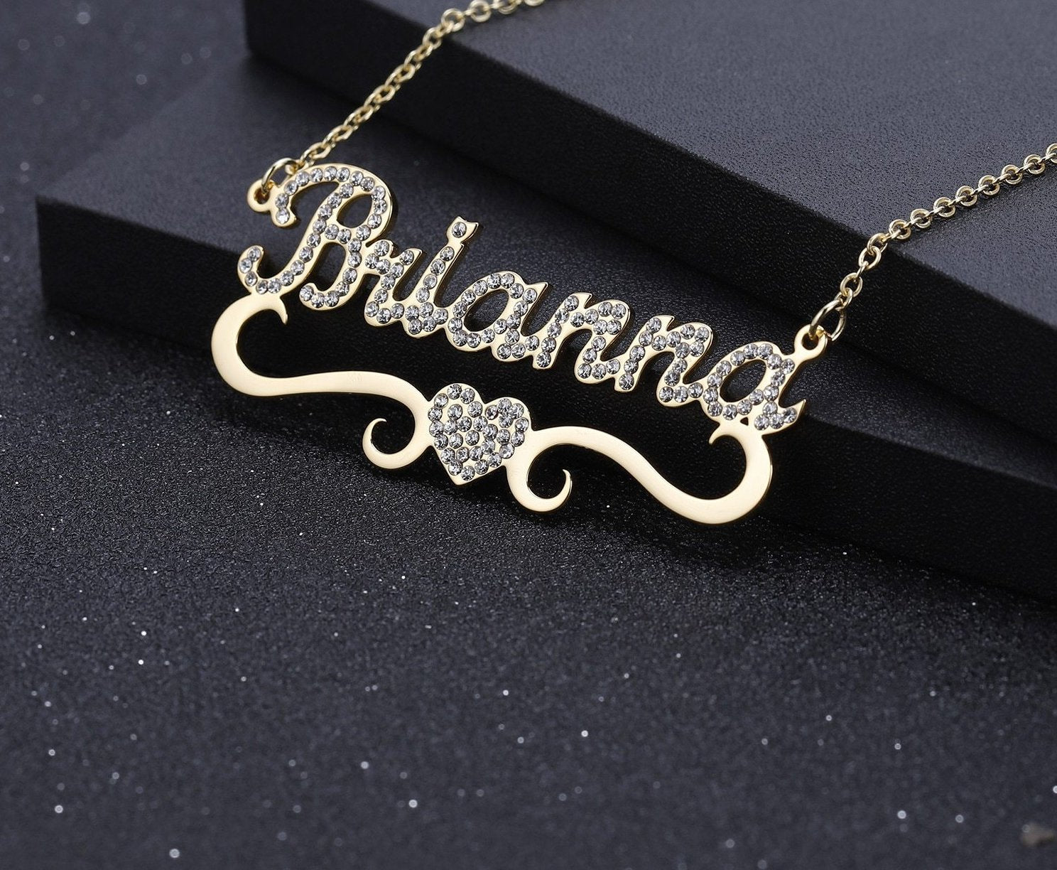 Customize This Heart W/ Name Bling Necklace
