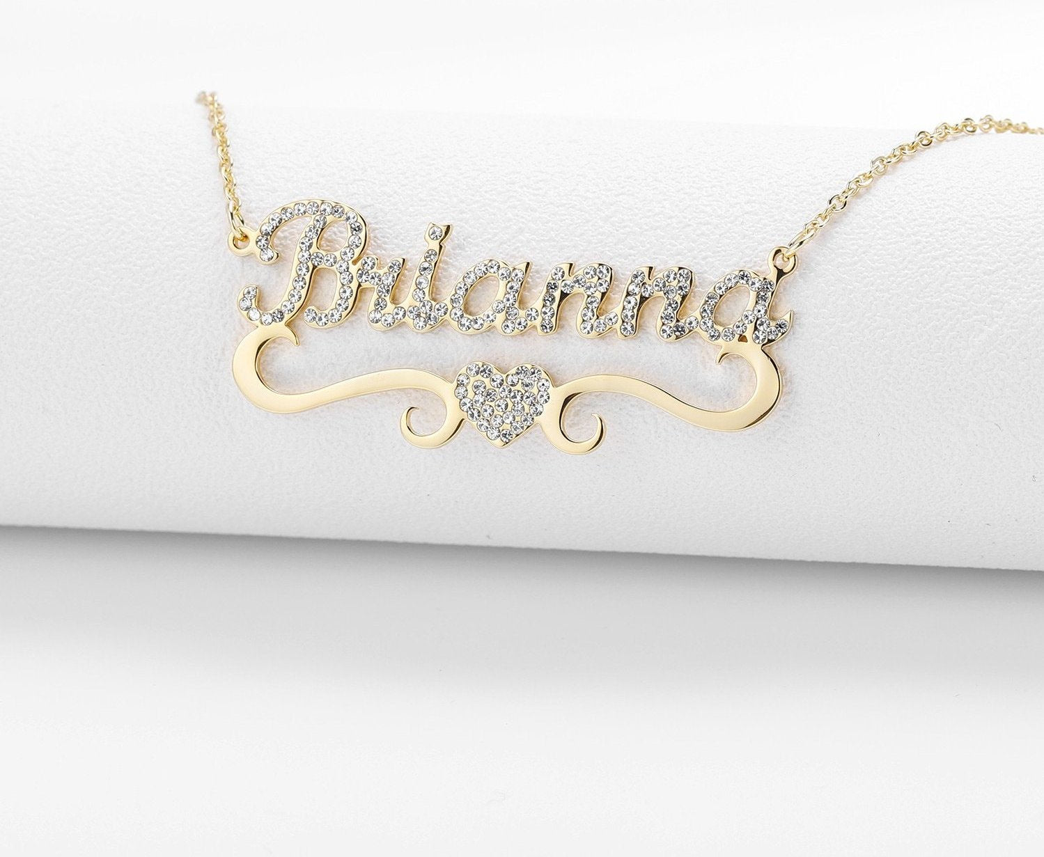 Customize This Heart W/ Name Bling Necklace