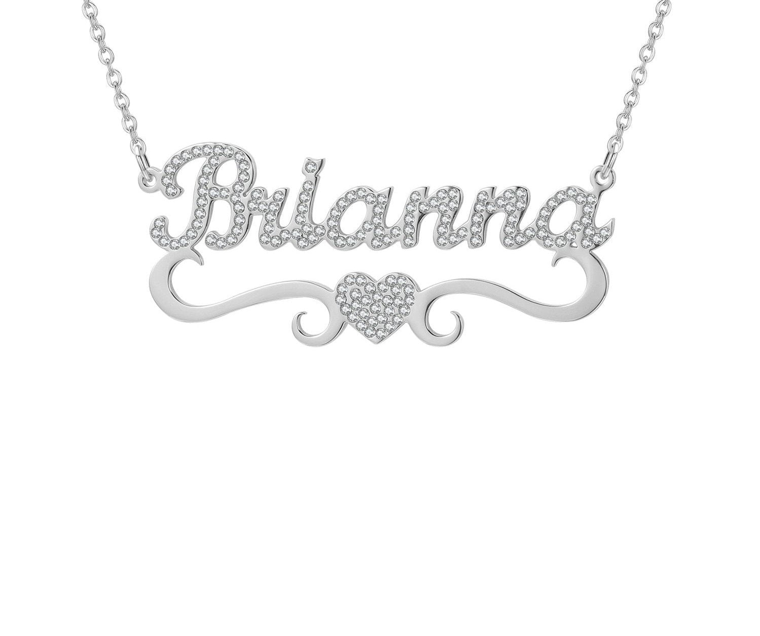Customize This Heart W/ Name Bling Necklace