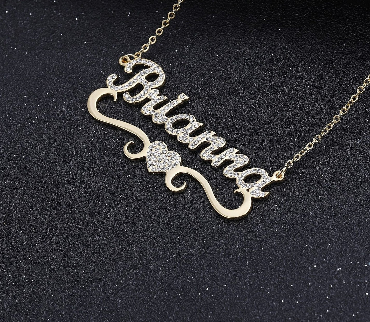 Customize This Heart W/ Name Bling Necklace