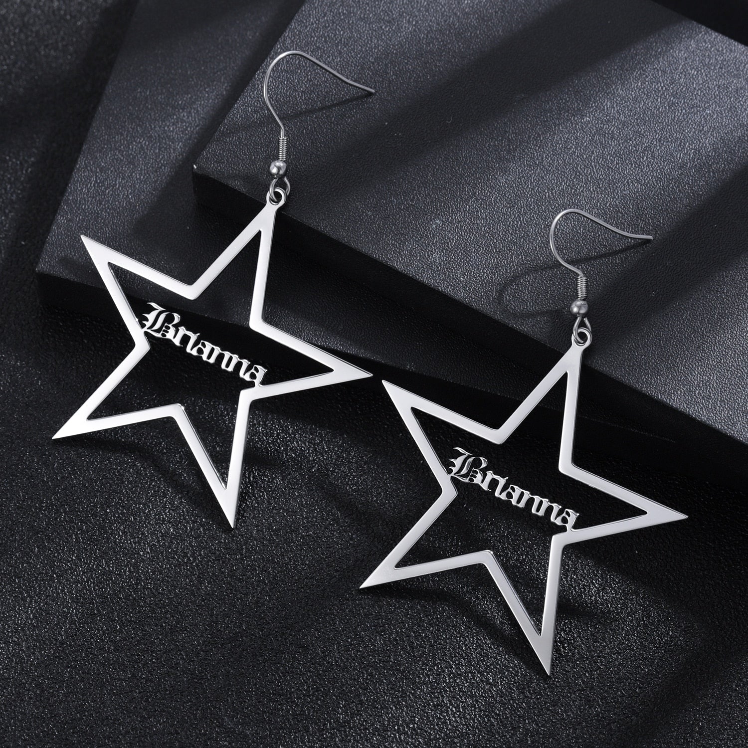 Customize This Star Name Earrings in Stainless Steel 18K Gold Plate