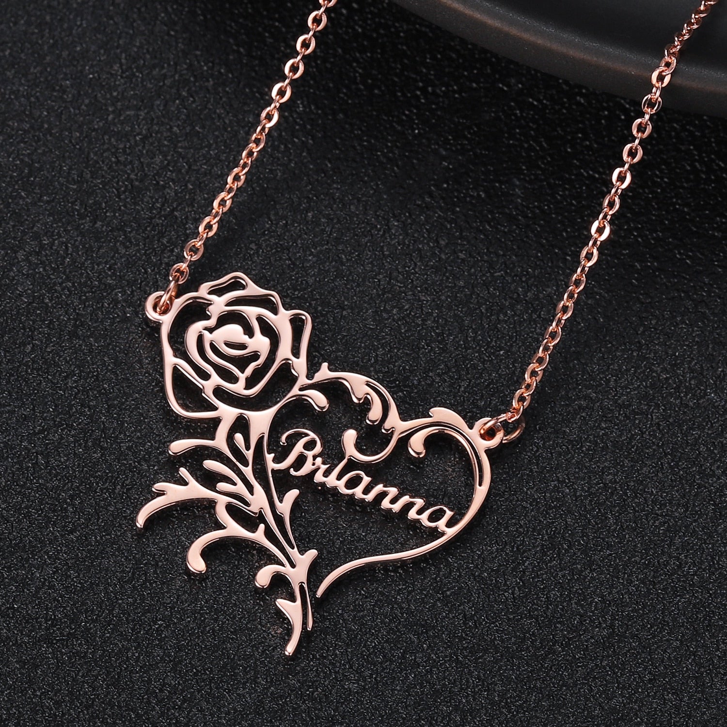 Customize This Romantic Rose Heart Name Necklace